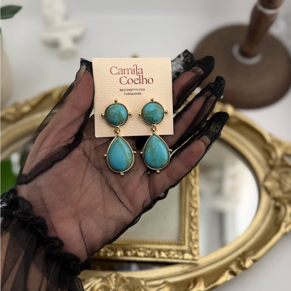 Camila Coelho Reconstituted Turquoise Drop Earrings - Picture 5 of 7